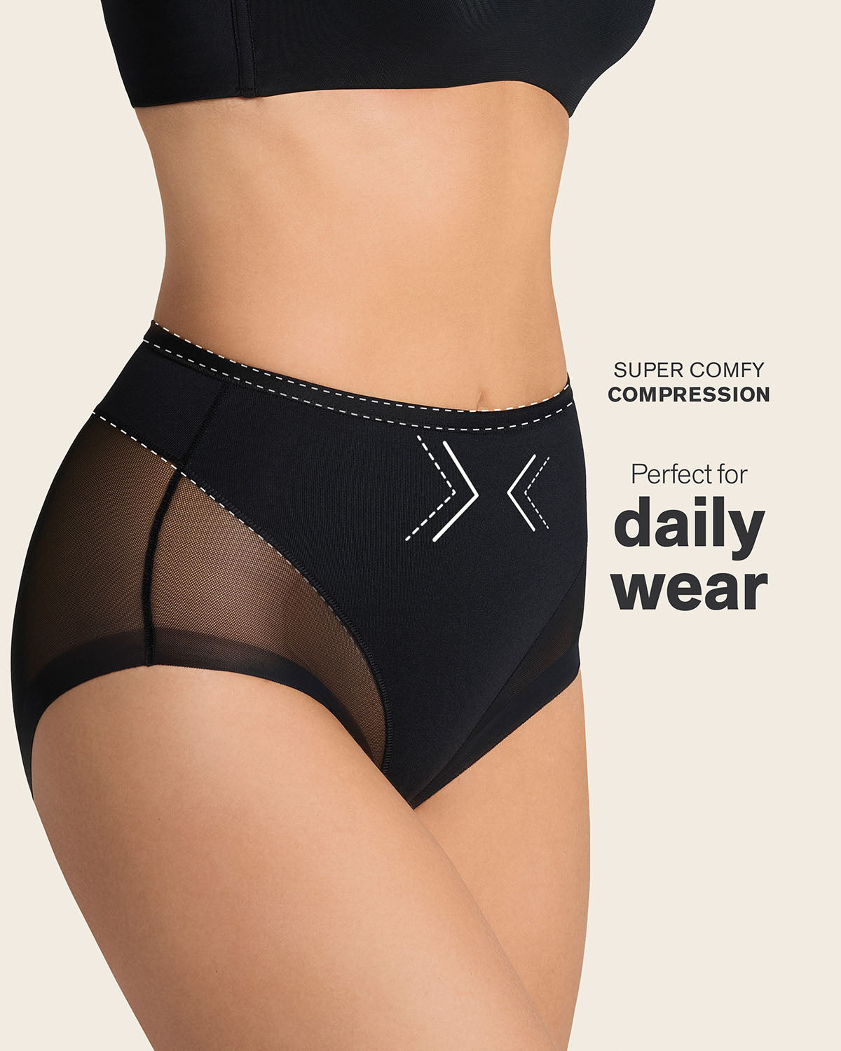 Truly undetectable comfy shaper panty#color_s01-black-golden-beige