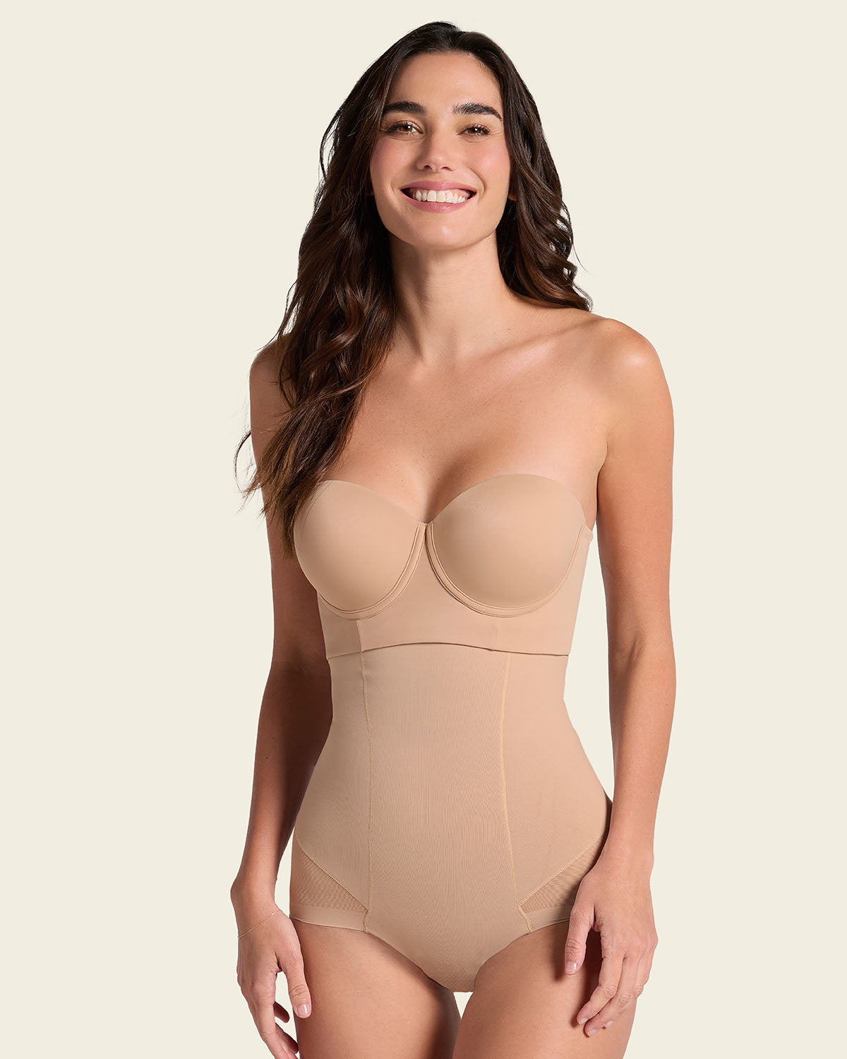 Extra high-waisted sheer bottom sculpting shaper panty#color_801-golden-beige