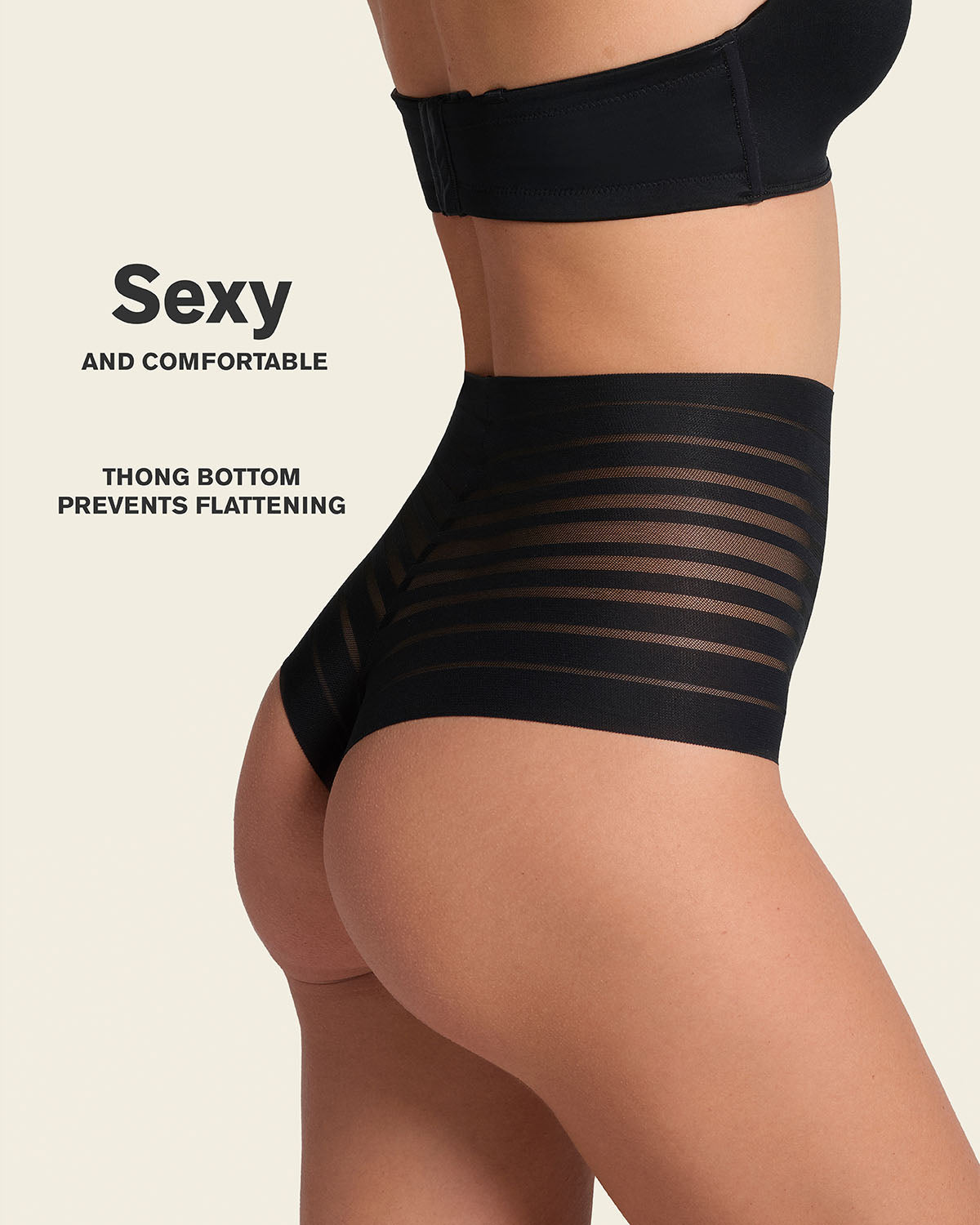 Lace stripe high-waisted cheeky hipster panty#color_700-black