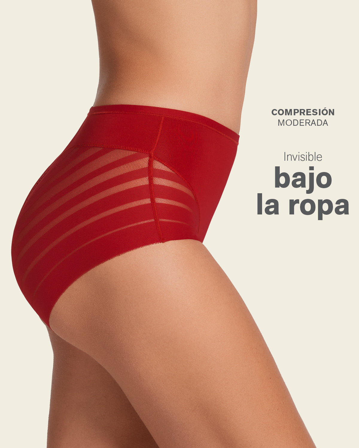 Lace stripe undetectable classic shaper panty#color_323-red