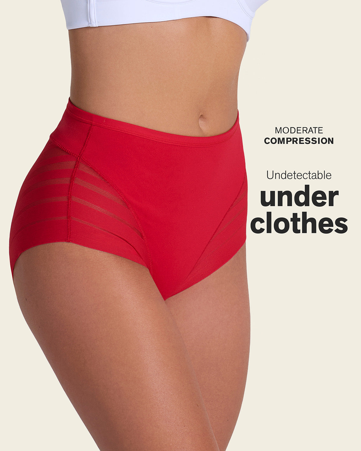 Lace stripe undetectable classic shaper panty#color_323-red