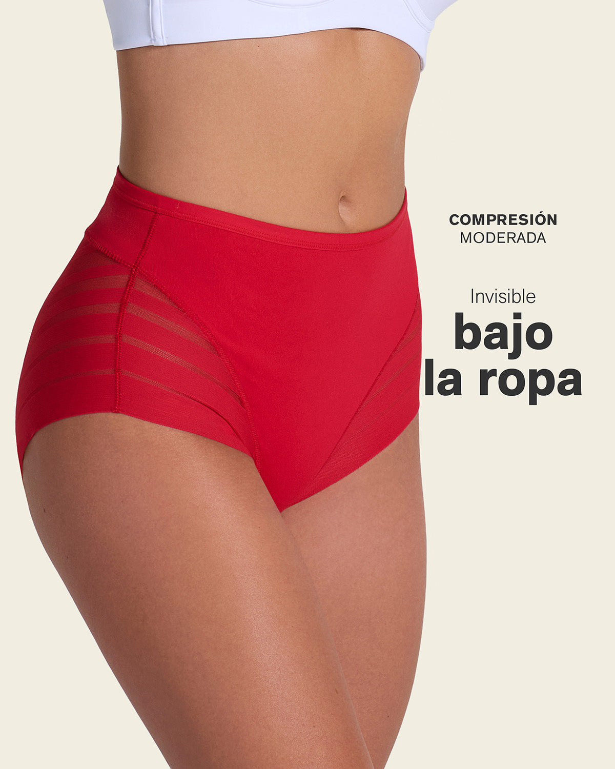 Lace stripe undetectable classic shaper panty#color_323-red