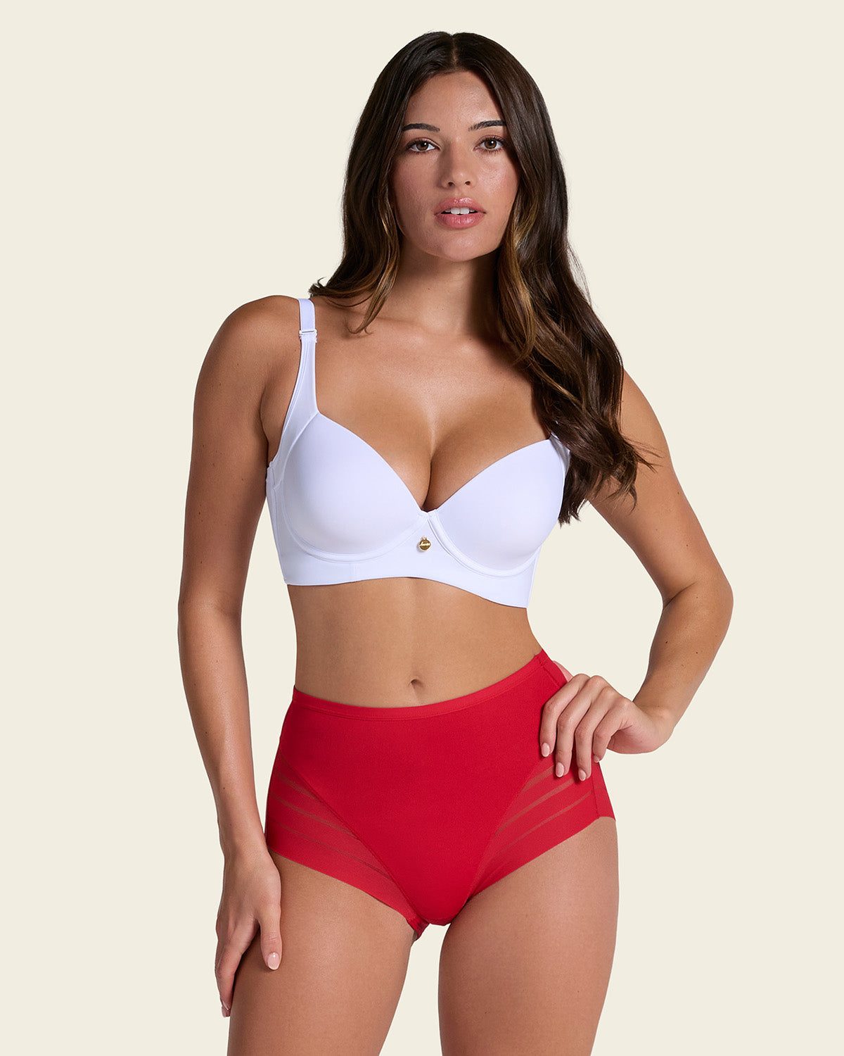 Lace stripe undetectable classic shaper panty#color_323-red
