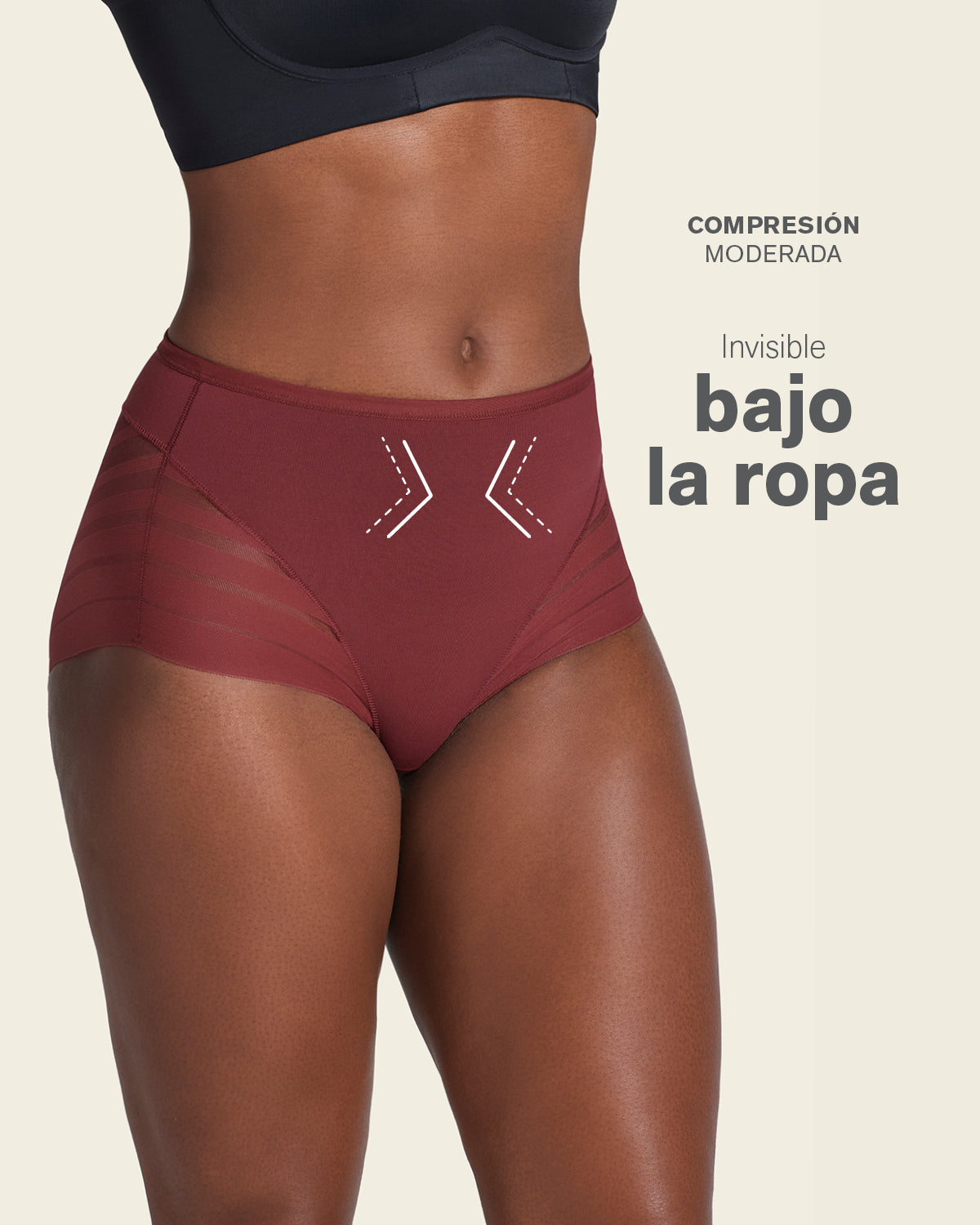 Lace stripe undetectable classic shaper panty#color_382-red-wine