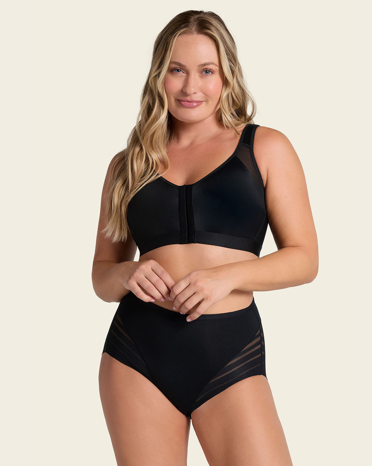 2-Pack Stripe Undetectable Lace Classic Shaper Panties#color_s03-black-golden-beige
