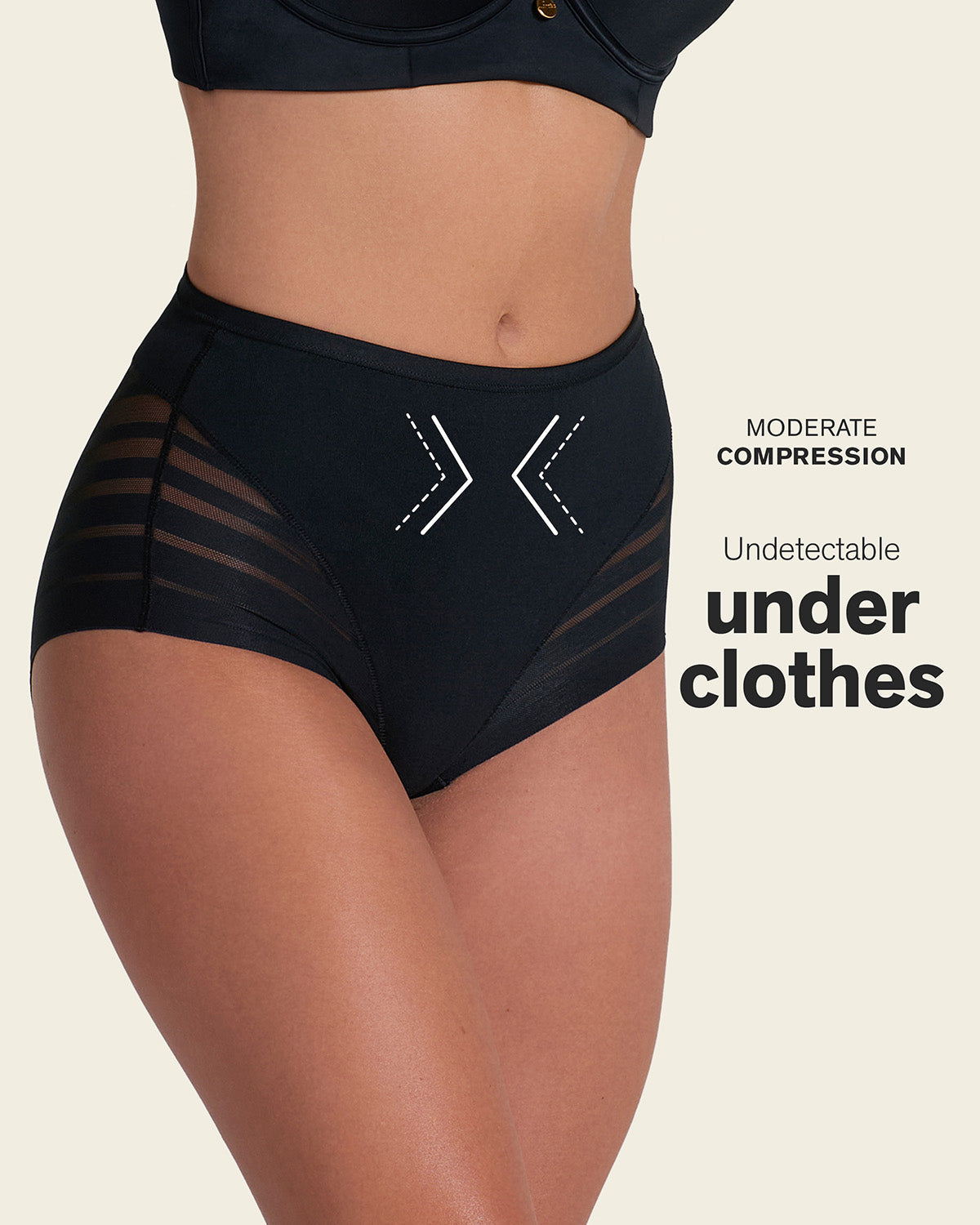 Lace stripe undetectable classic shaper panty#color_700-black