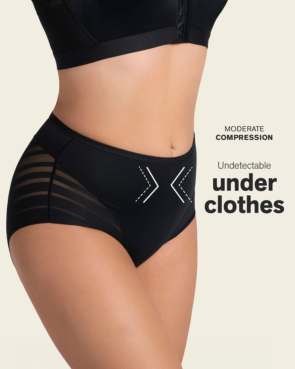 2-Pack Stripe Undetectable Lace Classic Shaper Panties#color_s03-black-golden-beige