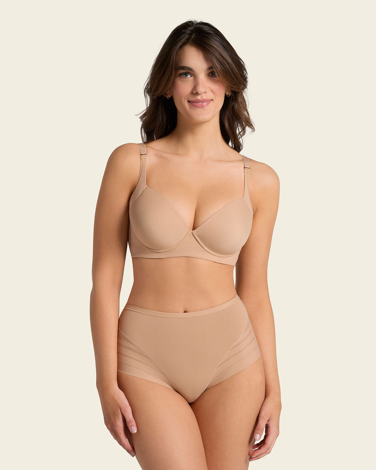 2-Pack Stripe Undetectable Lace Classic Shaper Panties#color_s02-golden-beige