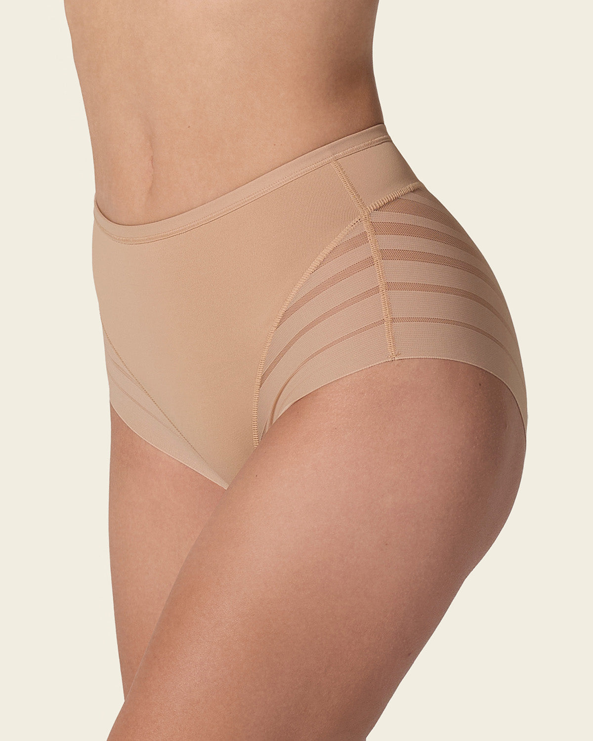 Lace stripe undetectable classic shaper panty#color_s01-black-golden-beige-nude