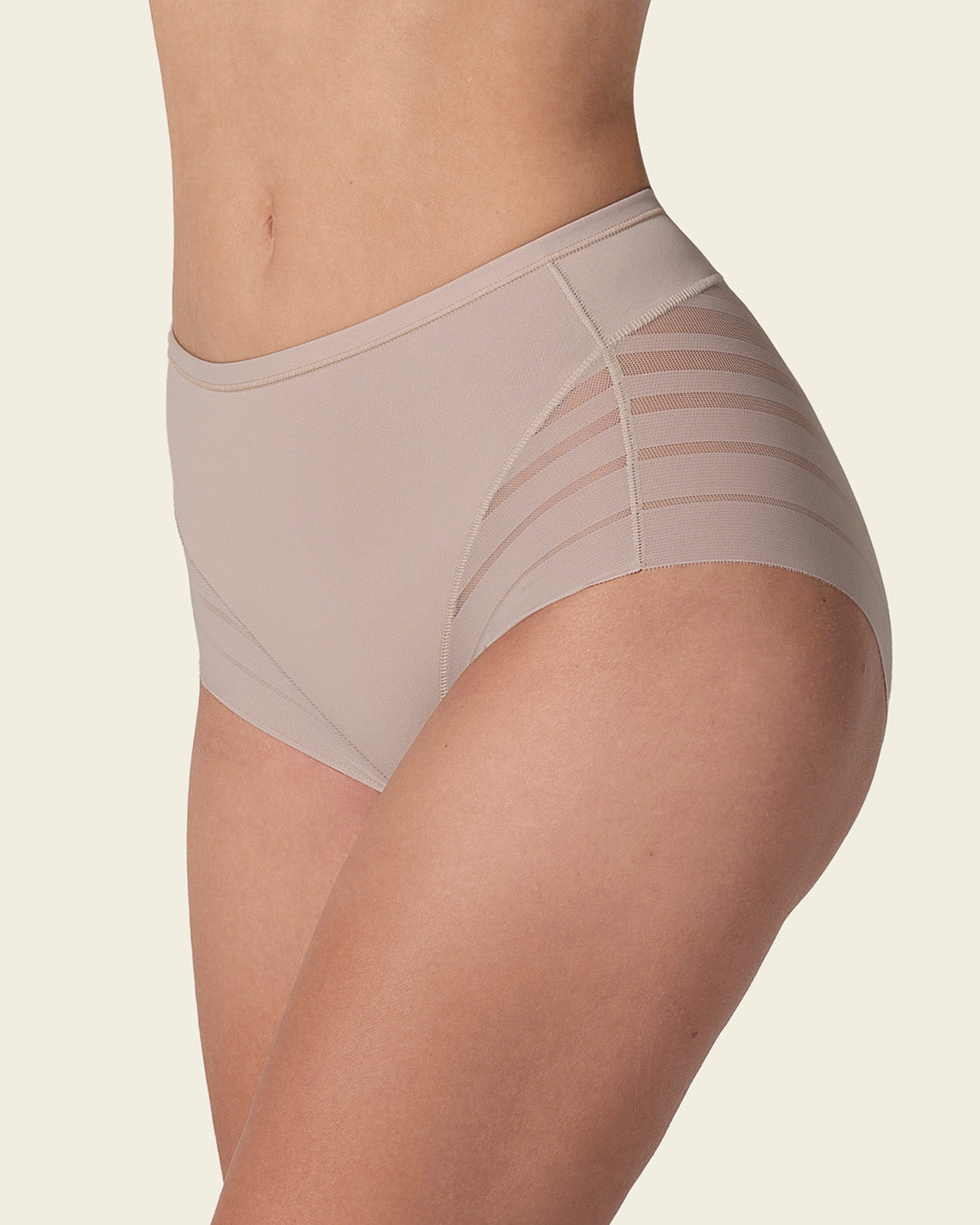 Lace stripe undetectable classic shaper panty#color_s01-black-golden-beige-nude