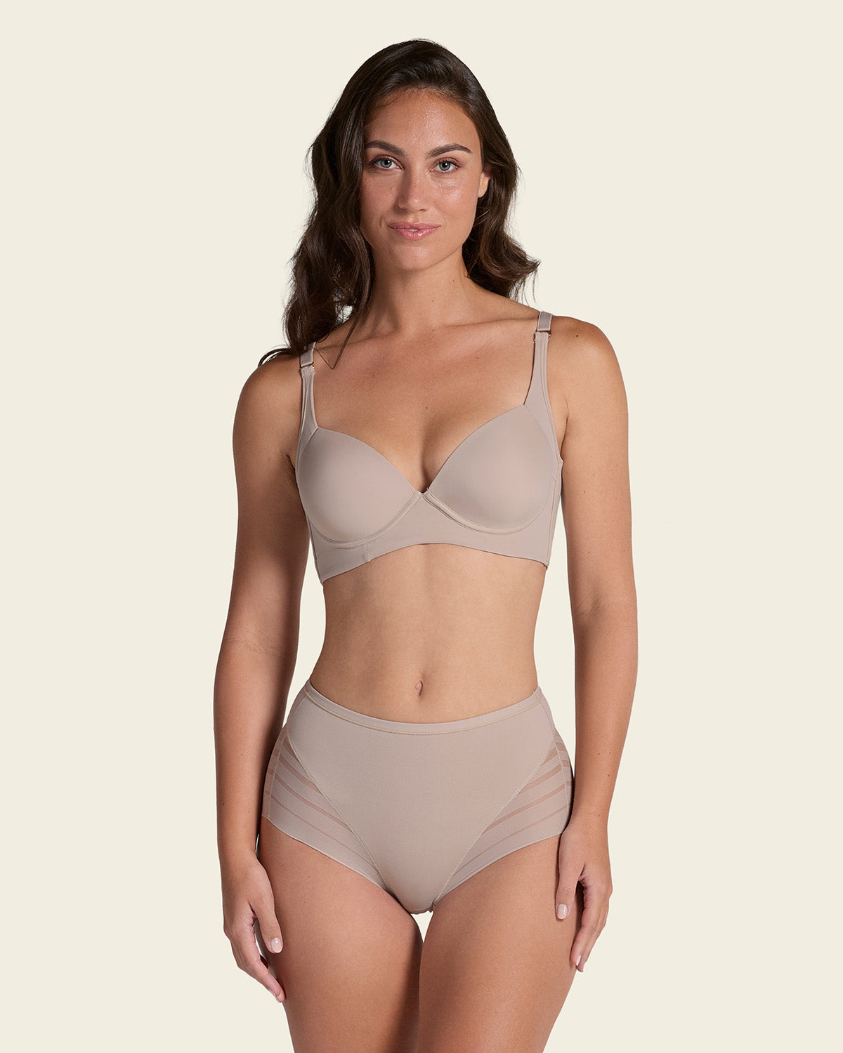Lace stripe undetectable classic shaper panty#color_802-nude