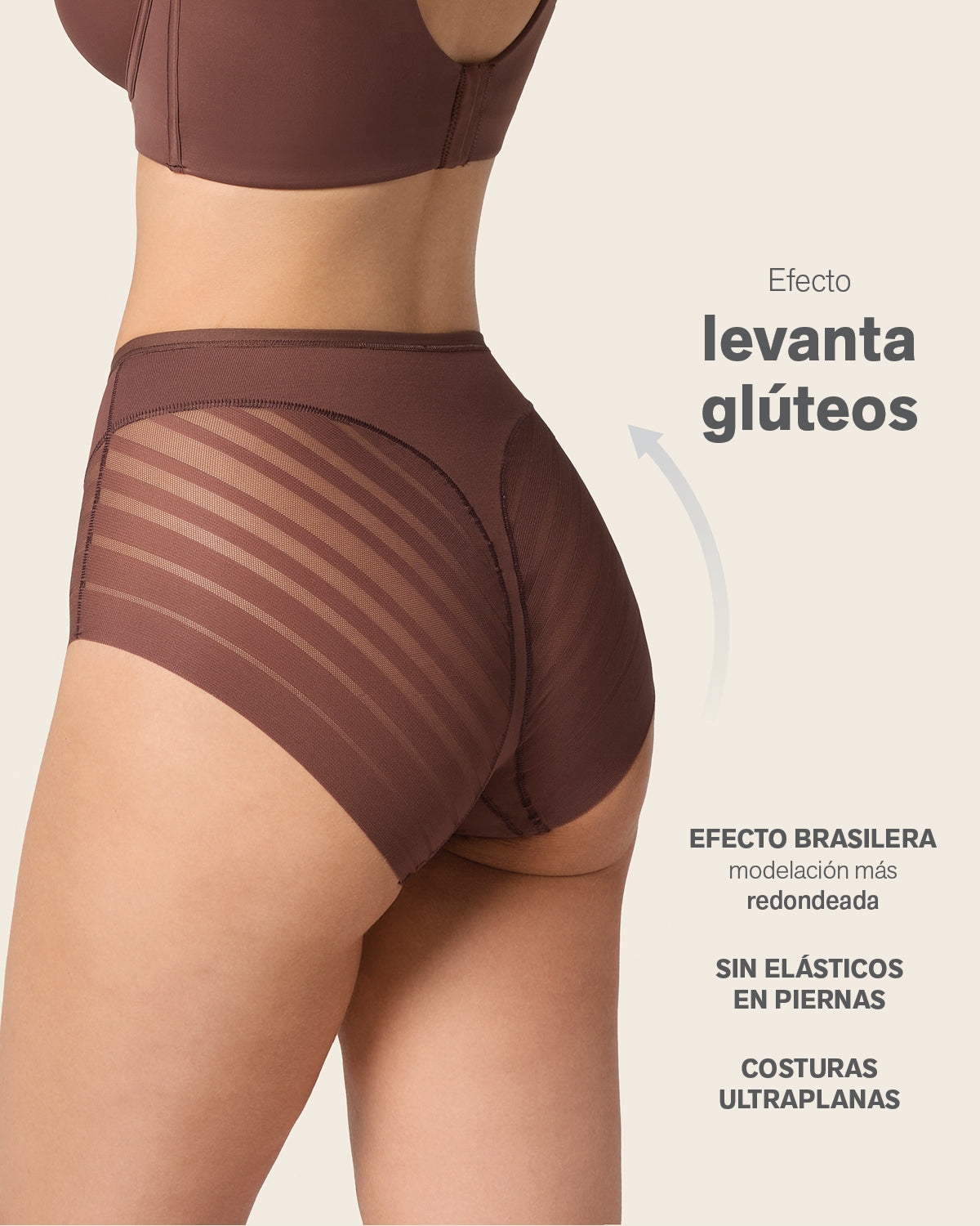 Lace stripe undetectable classic shaper panty#color_875-dark-brown