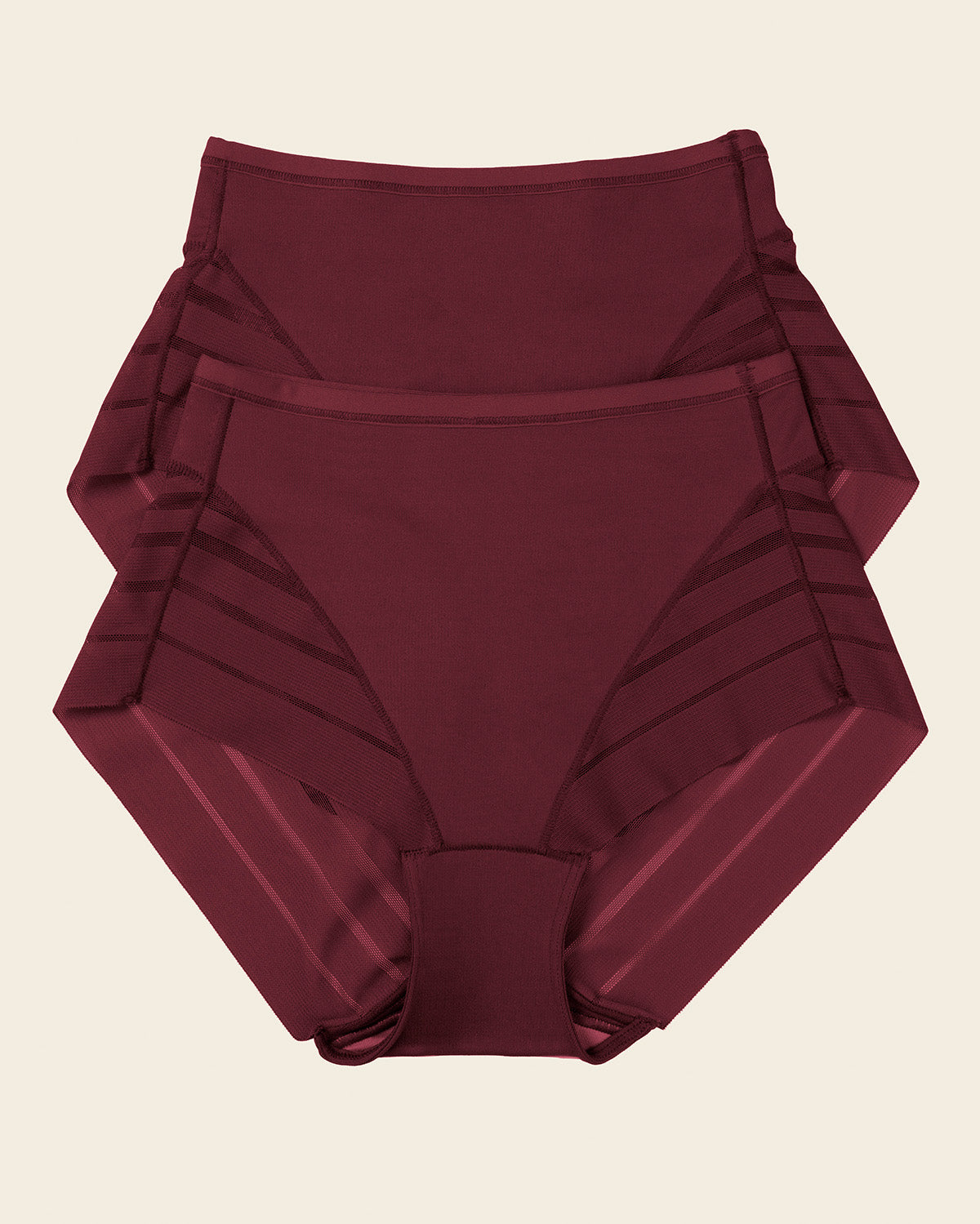 Lace stripe undetectable classic shaper panty#color_382-red-wine