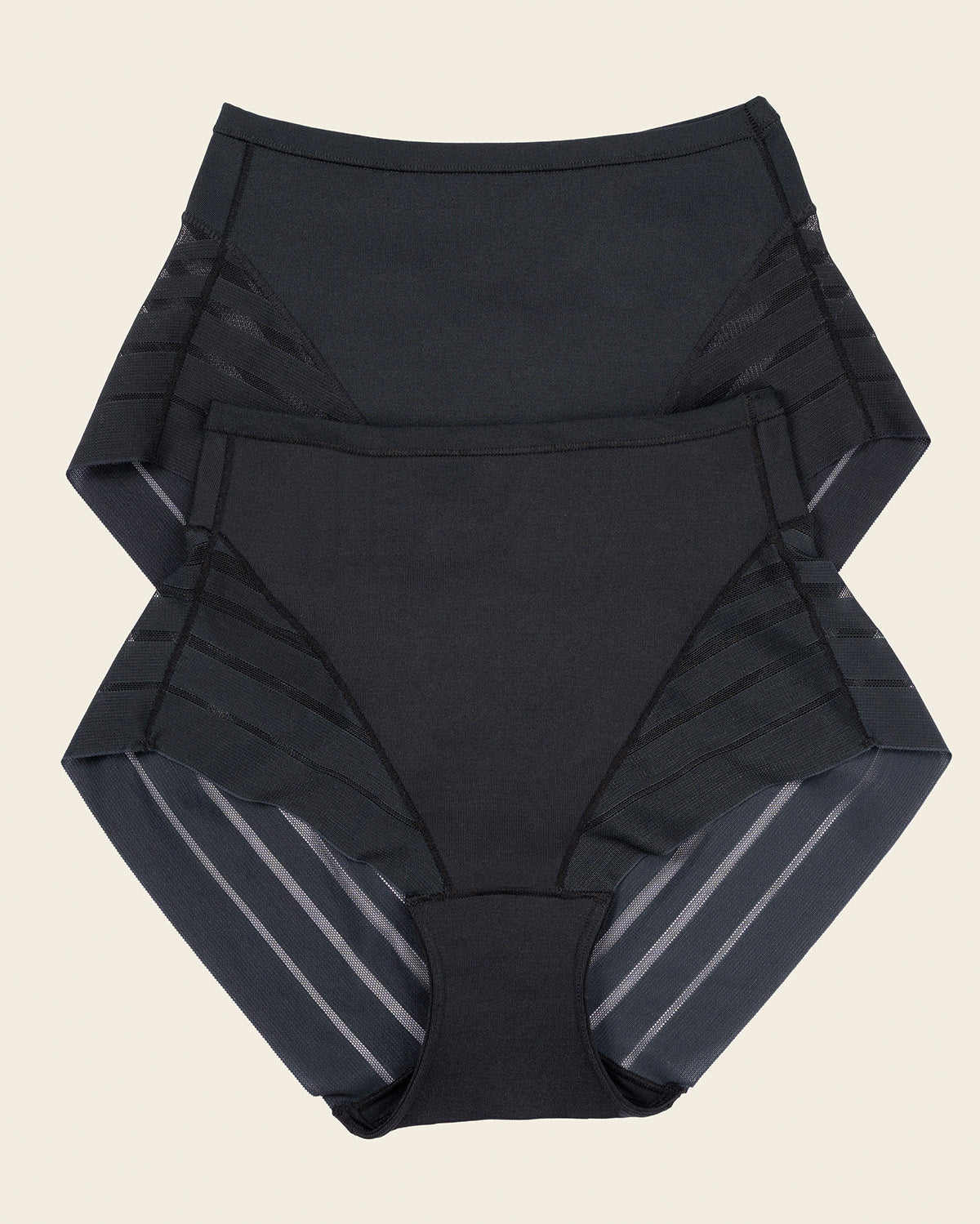 2-Pack Stripe Undetectable Lace Classic Shaper Panties#color_s04-black