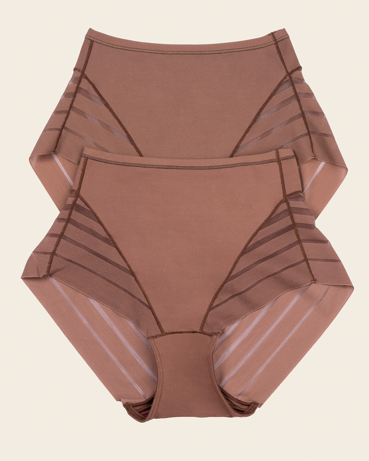 Lace stripe undetectable classic shaper panty#color_875-dark-brown
