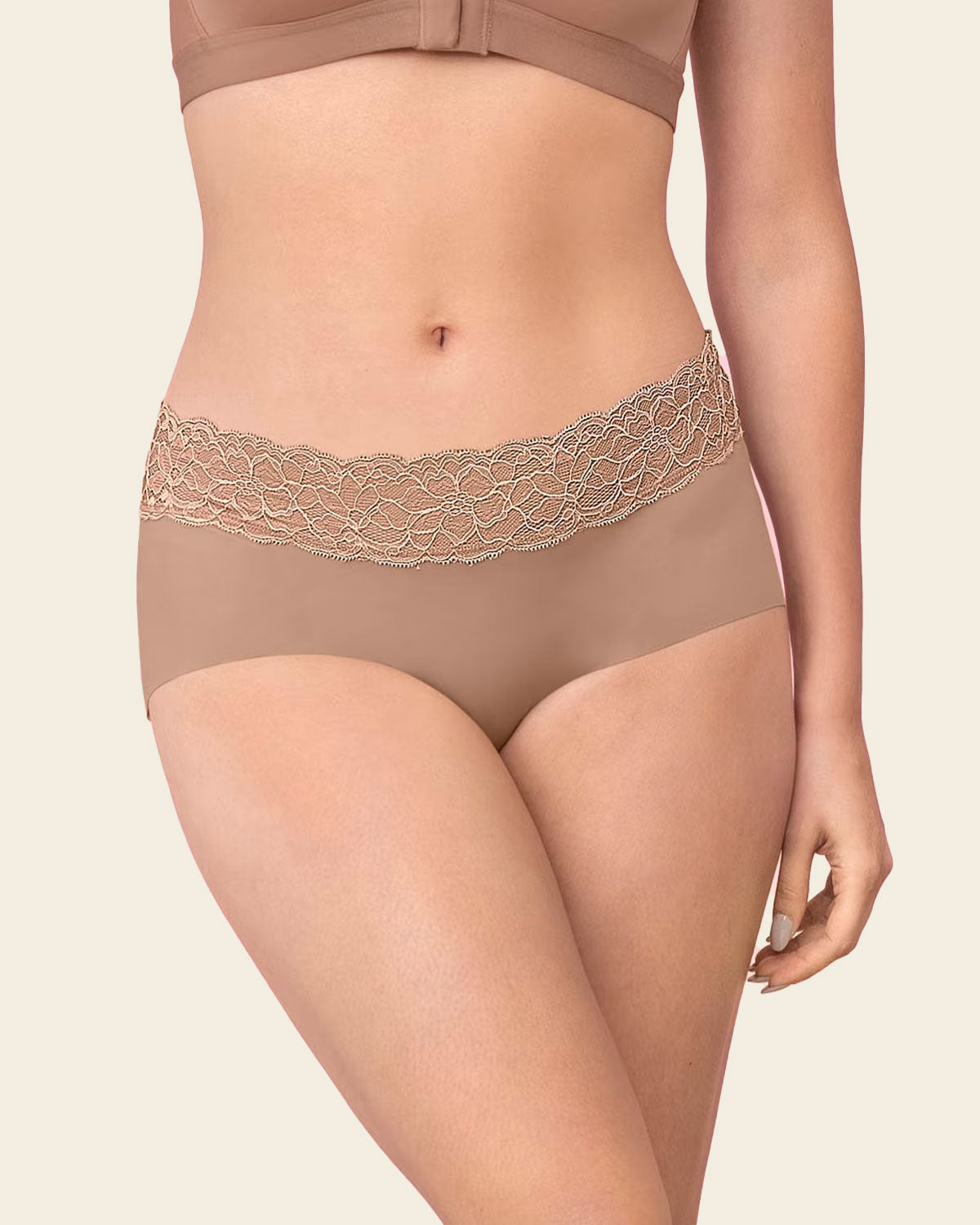 Ultra light lace trim hipster panty#color_857-brown