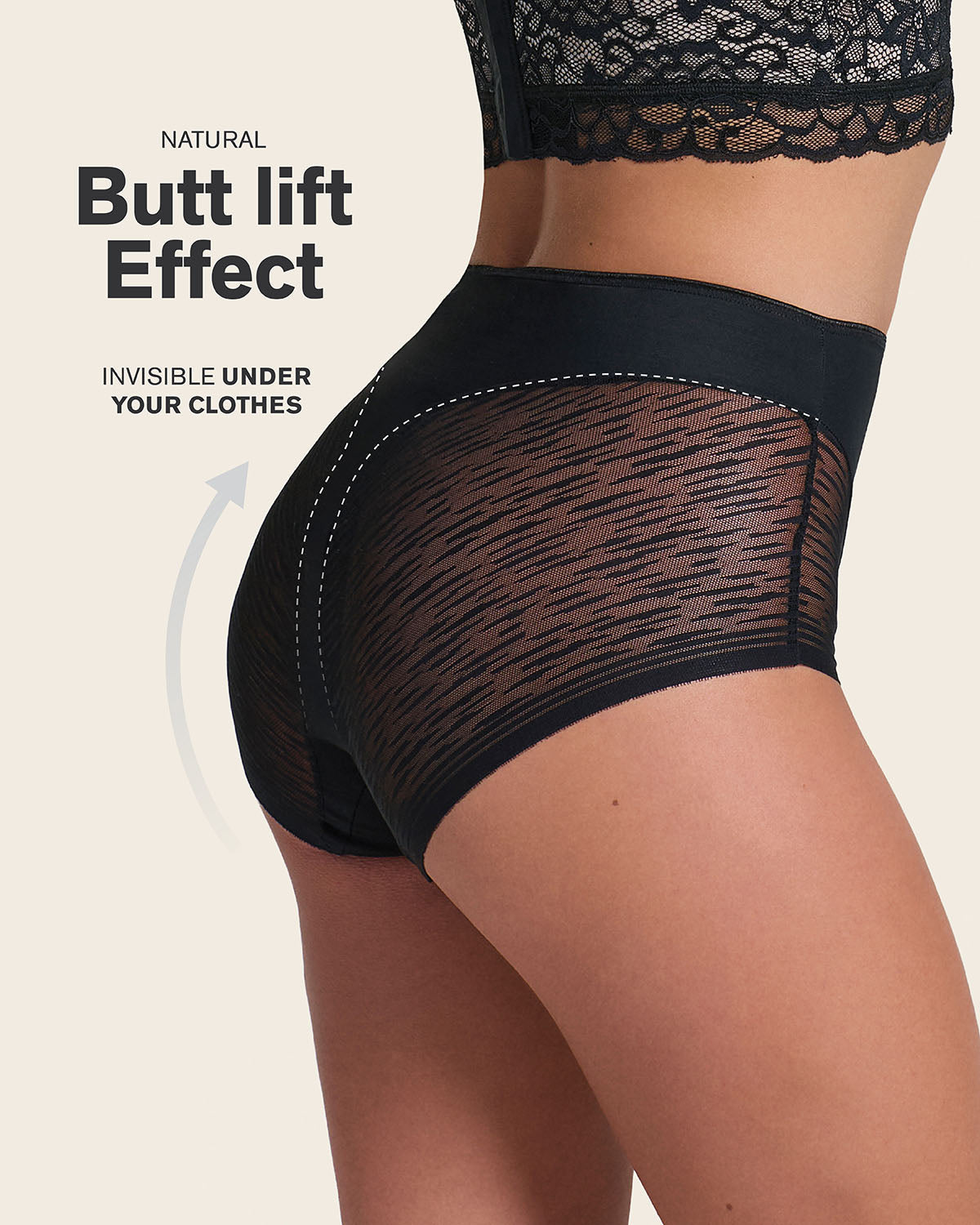 High-waisted sheer lace shaper panty#color_700-black