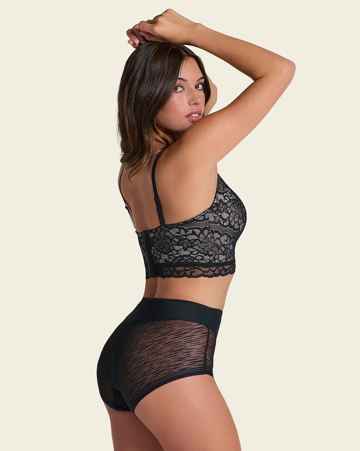 High-waisted sheer lace shaper panty#color_700-black