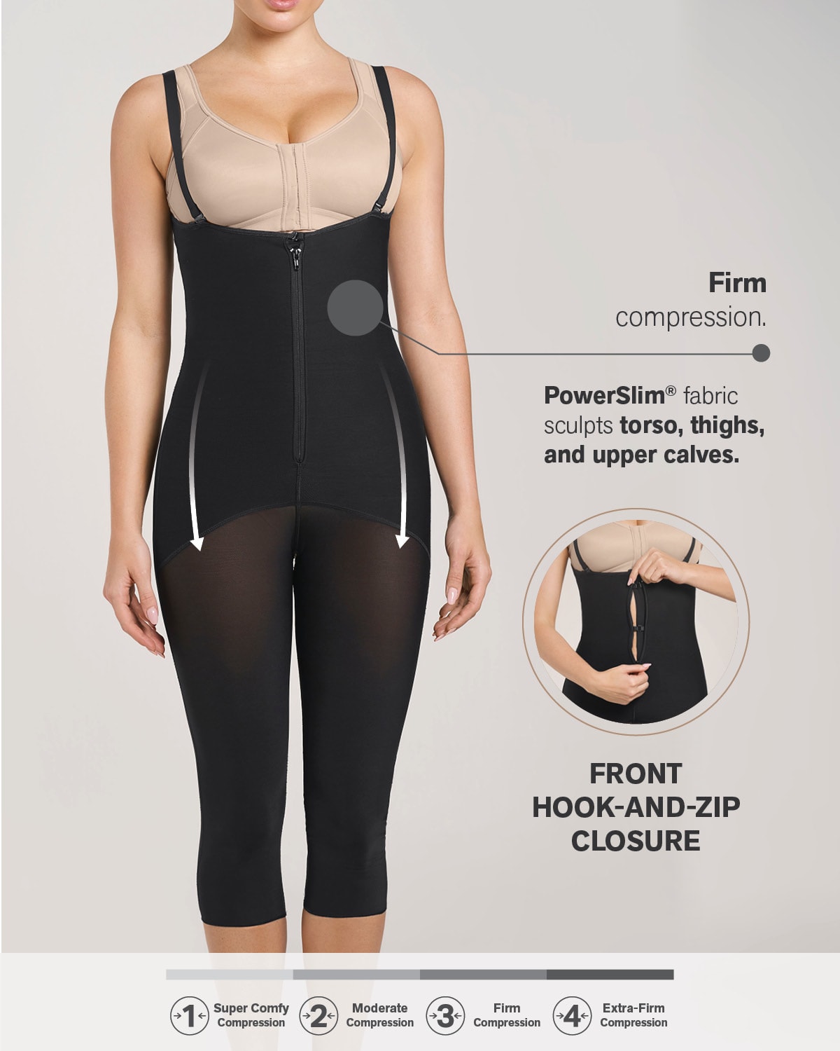 Hook-and-zip mid-calf sculpting body shaper#color_7