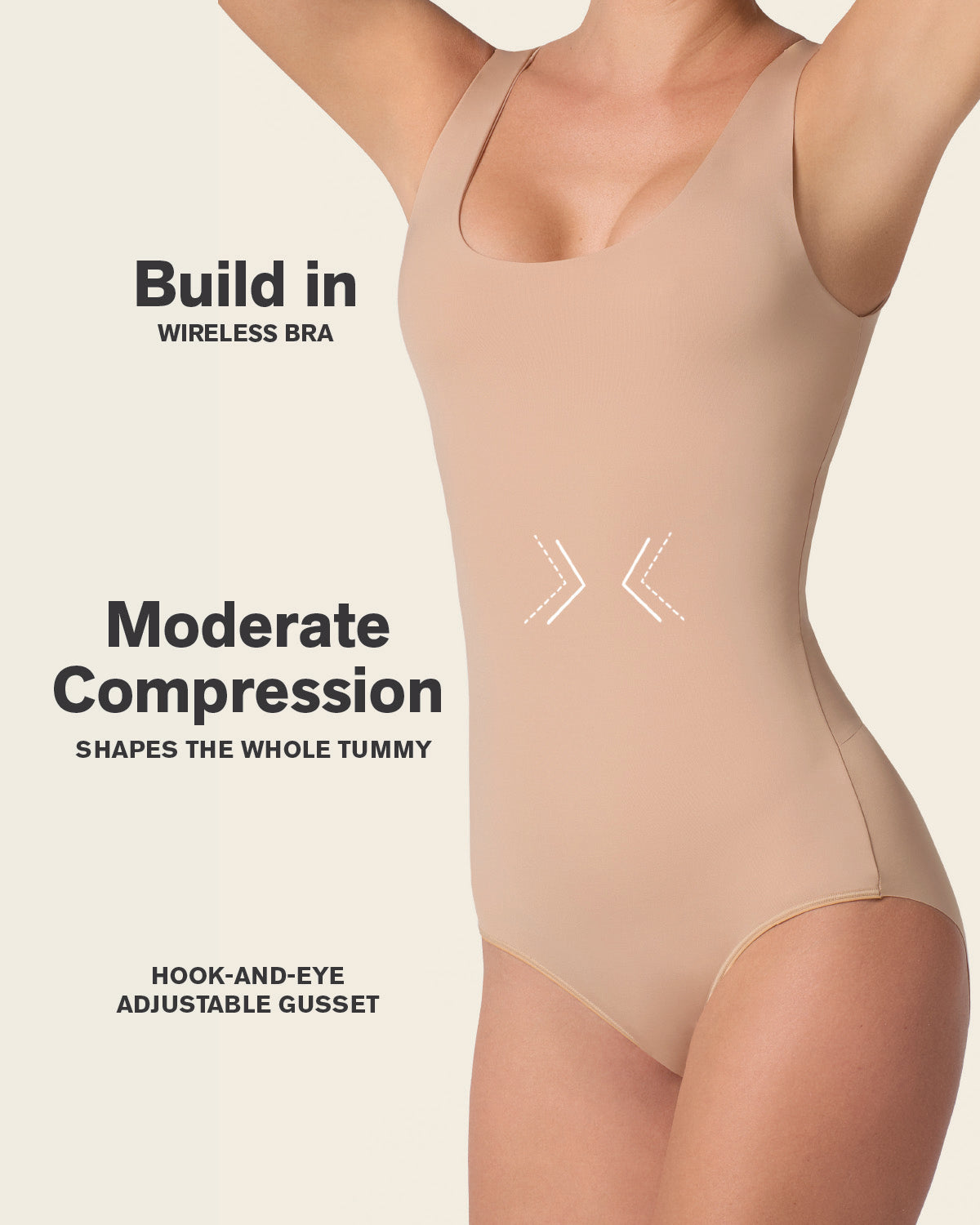 Plunge Classic Sleeveless Shaper Bodysuit#color_801-golden-beige