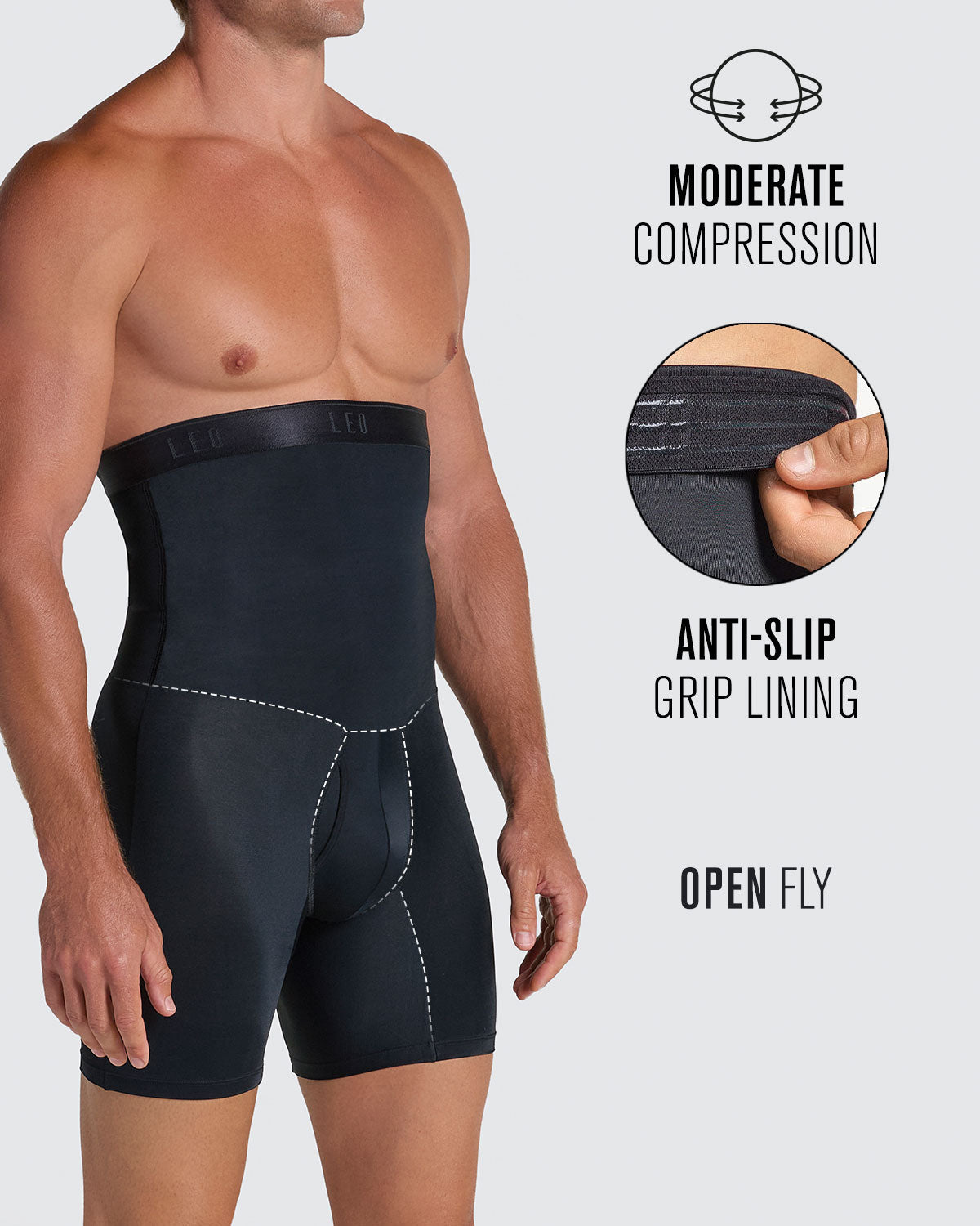 Leo high waist stomach shaper with boxer brief#color_700-black