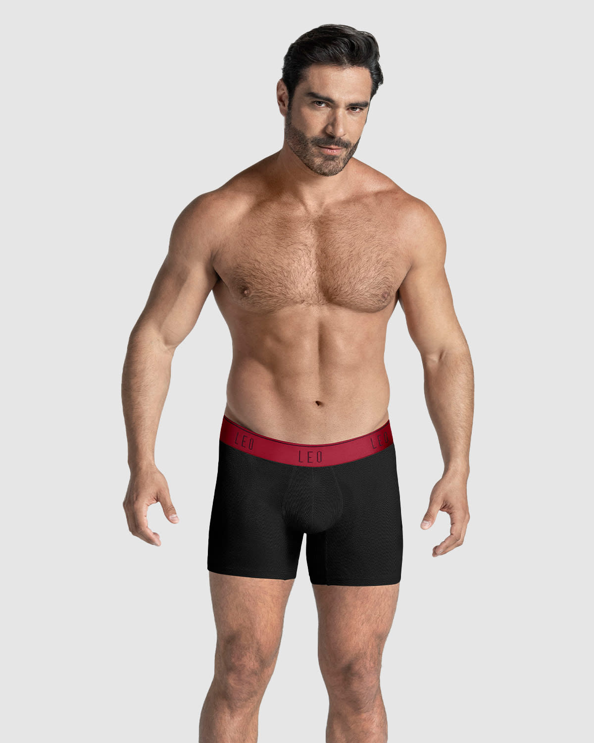 Ultra-Light Boxer Brief with Ergonomic Pouch#color_079-black-with-red-elastic