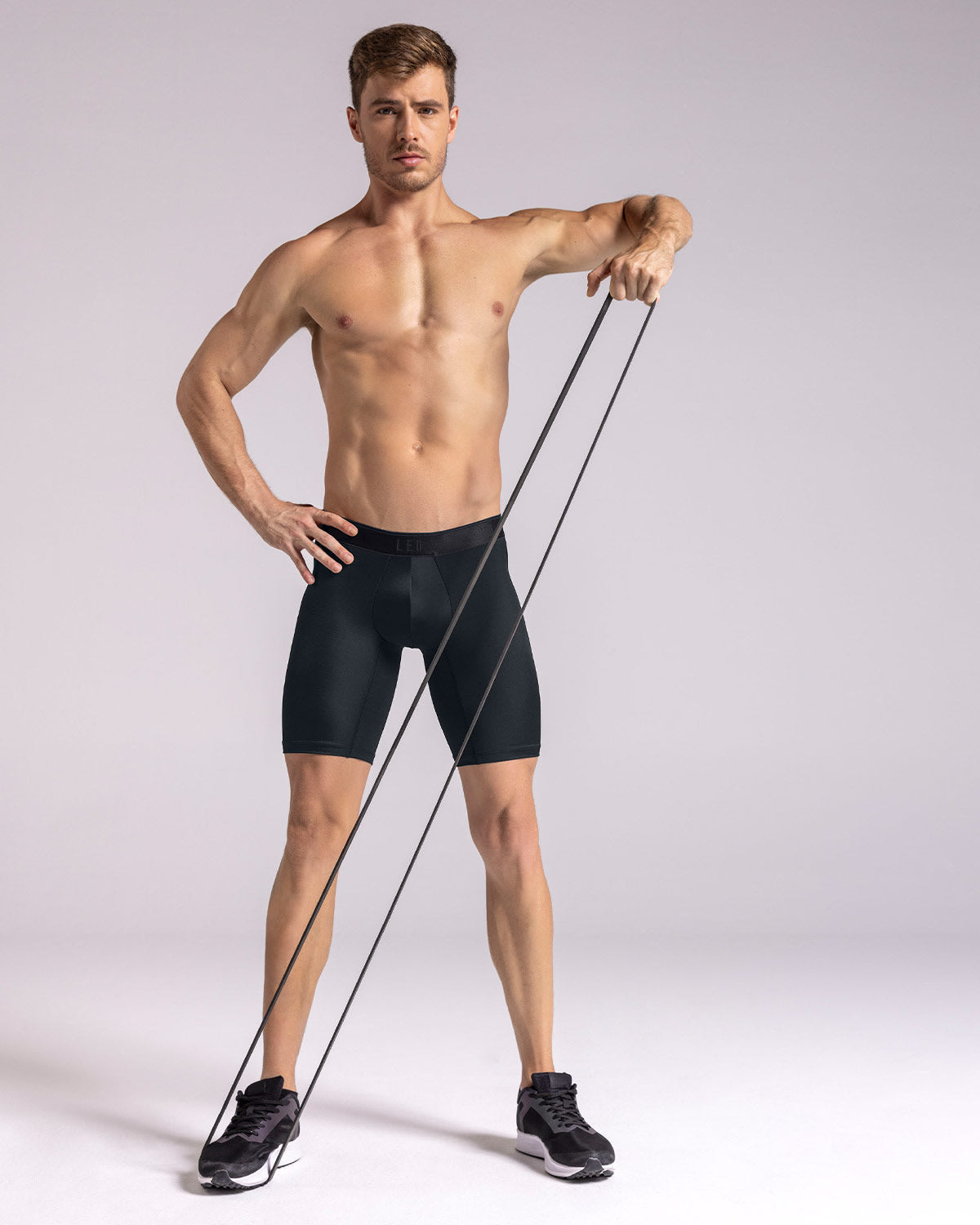 Microfiber Long Boxer Brief with Ergonomic Pouch#color_701-black