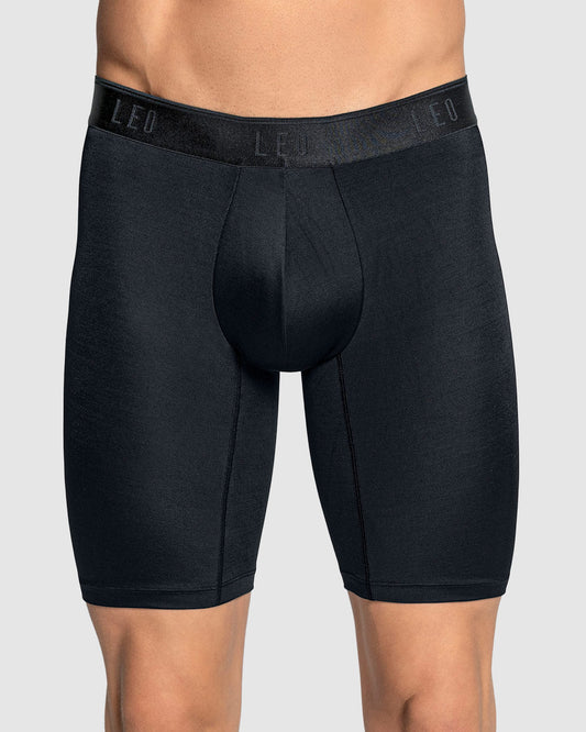 Microfiber Long Boxer Brief with Ergonomic Pouch#color_701-black