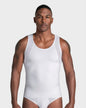 Stretch Cotton Moderate Compression Shaper Tank with Mesh Cutouts#color_000-white