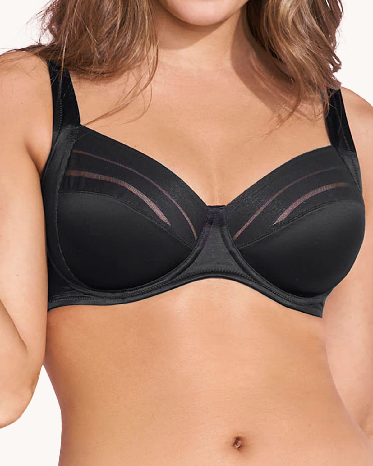 Lace stripe natural support classic bra#color_700-black