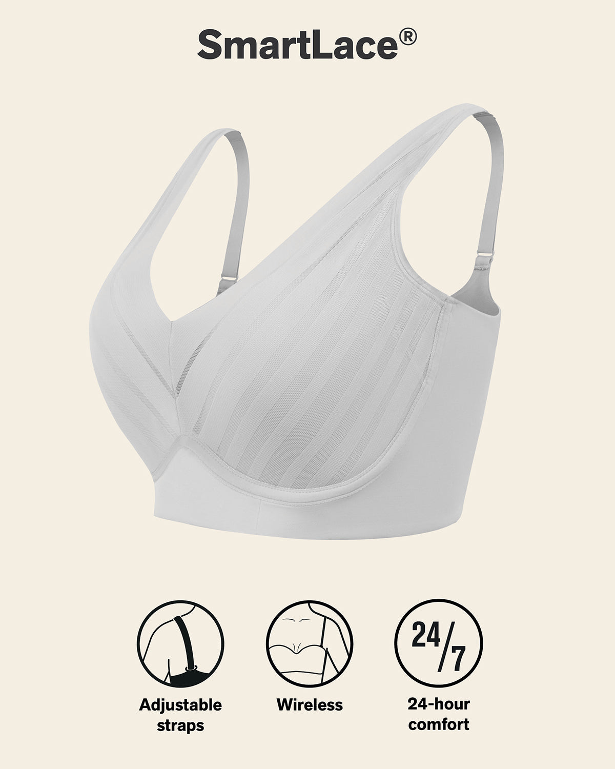 Daily Lace Wireless Support Bra#color_000-white