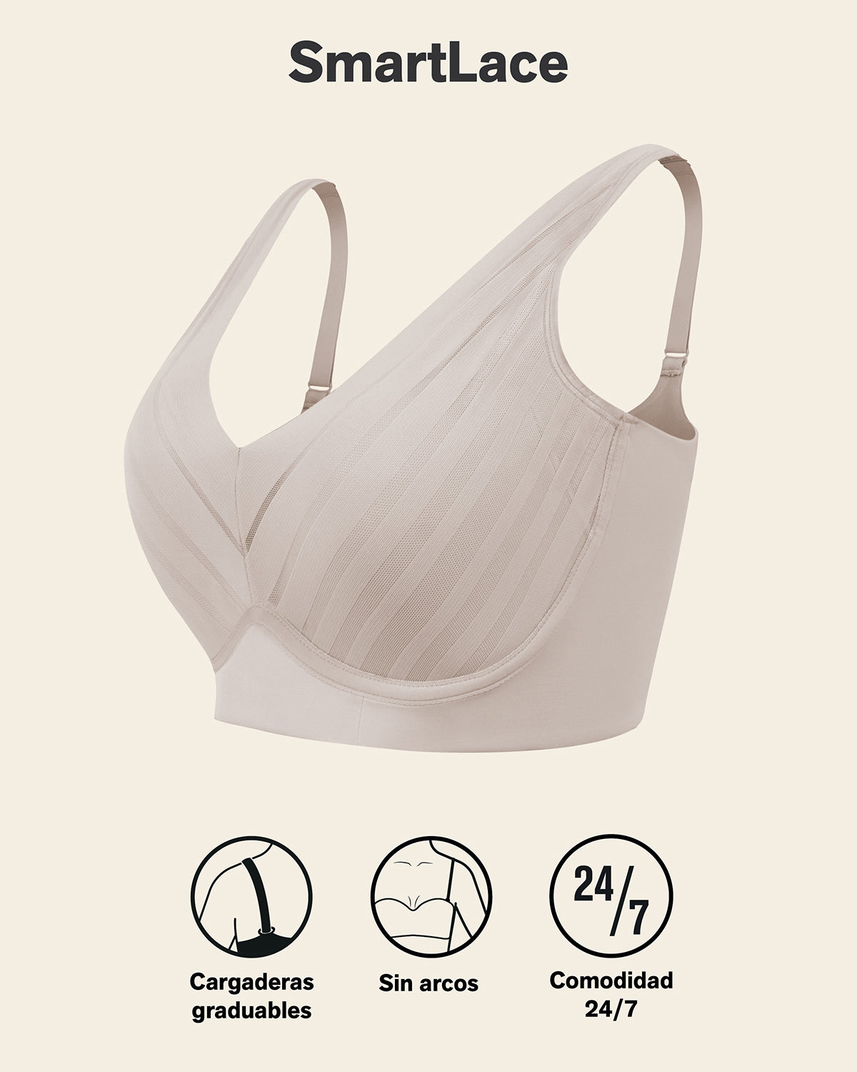 Daily Lace Wireless Support Bra#color_802-nude
