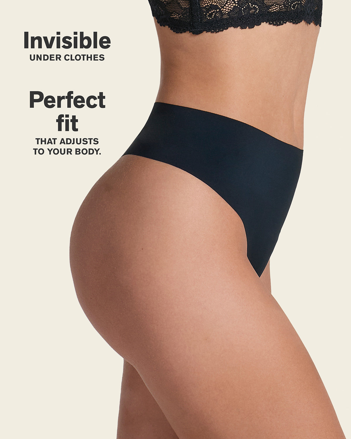 High-Waisted Invisible Microfiber Thong Panty#color_700-black