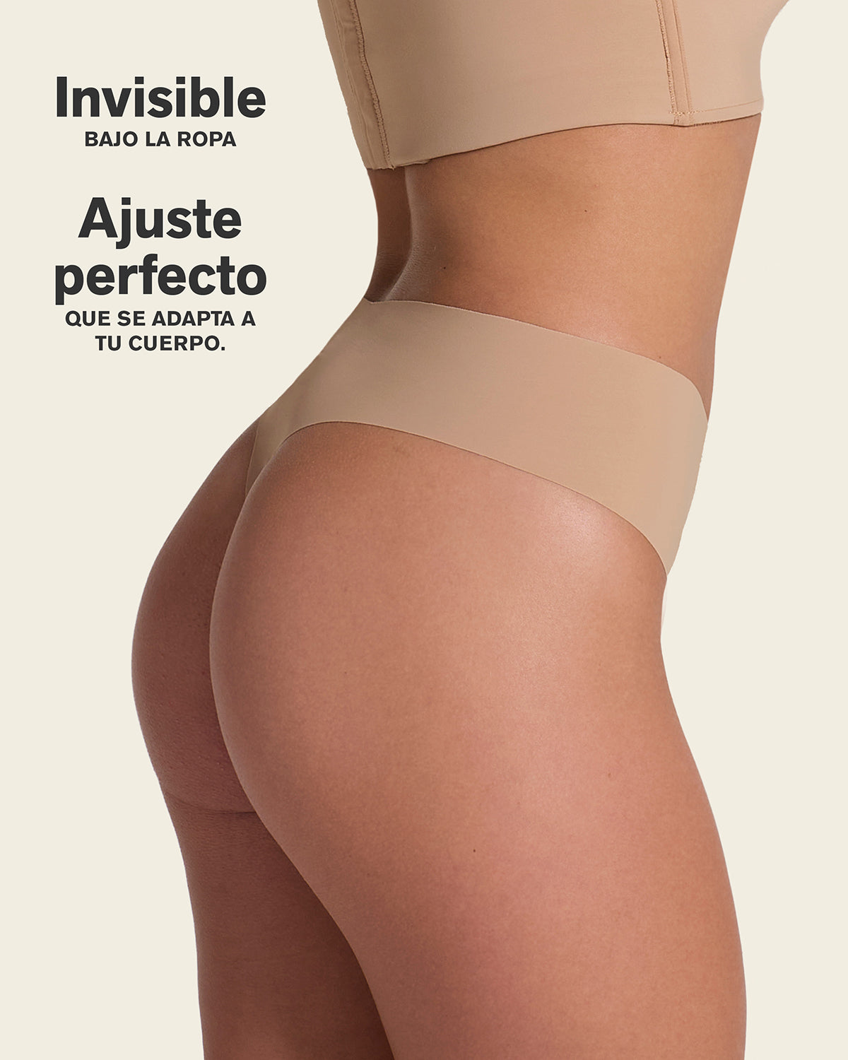 High-Waisted Invisible Microfiber Thong Panty#color_801-golden-beige