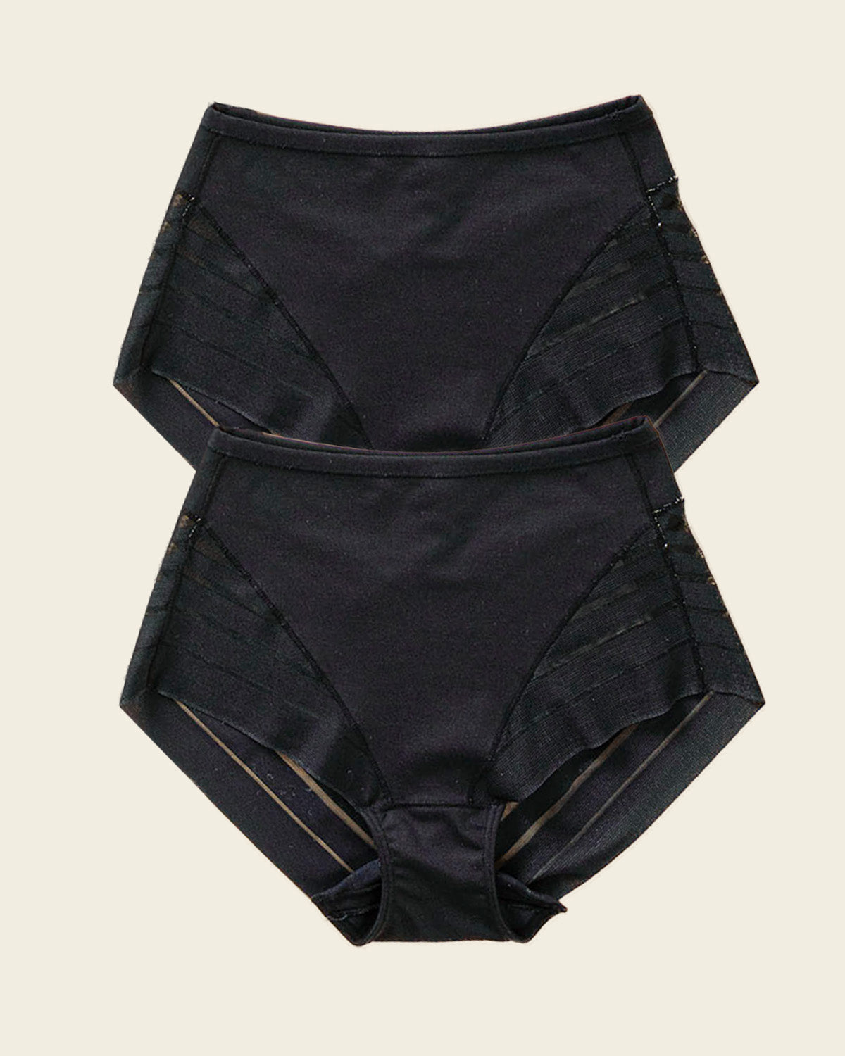2-Pack Stripe Undetectable Lace Classic Shaper Panties#color_s04-black