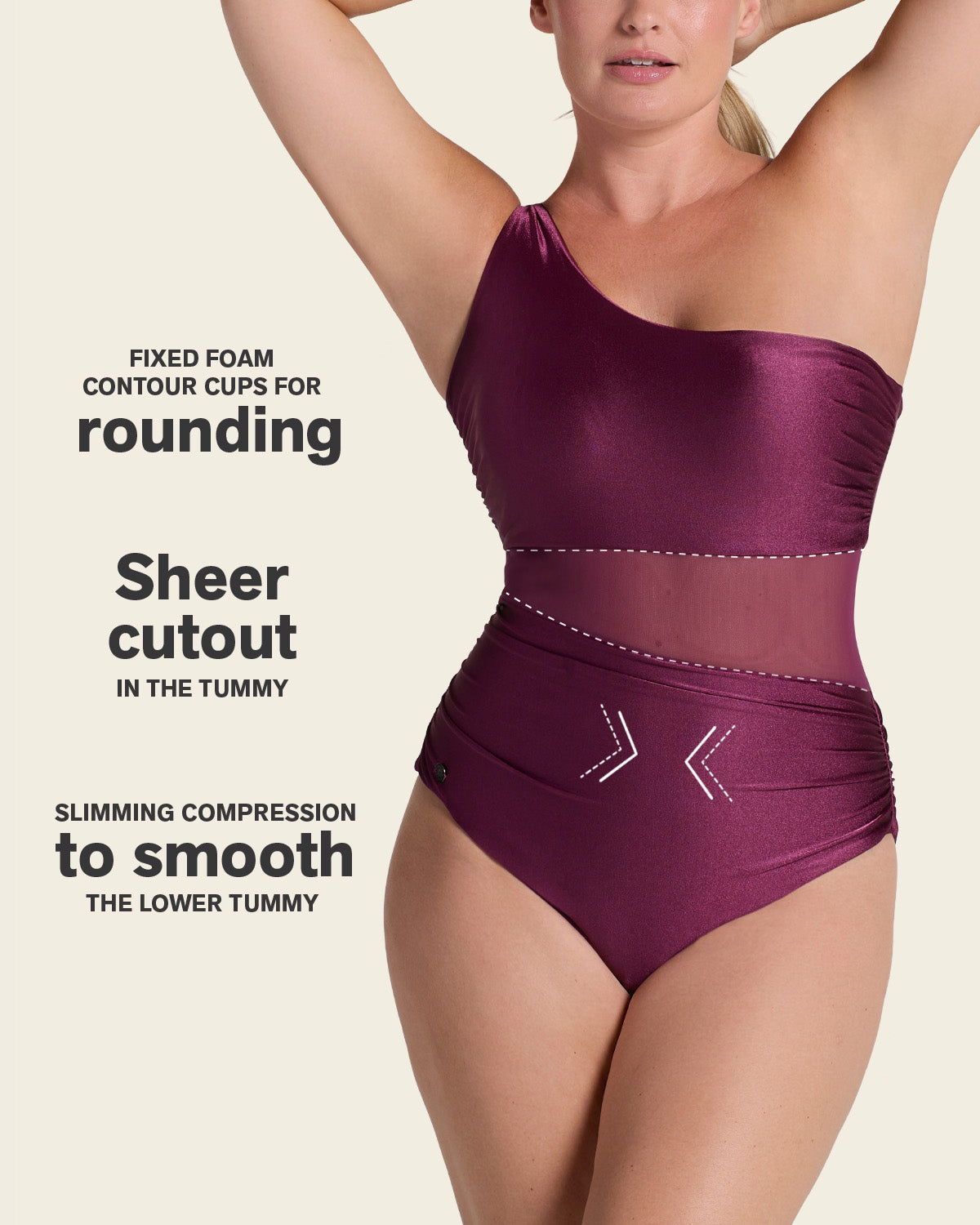 Radiant One-Shoulder One-Piece Shaping Swimsuit#color_466-midnight-plum