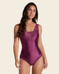 One-Piece Sheer Mesh Accent Sculpting Swimsuit#color_466-midnight-plum