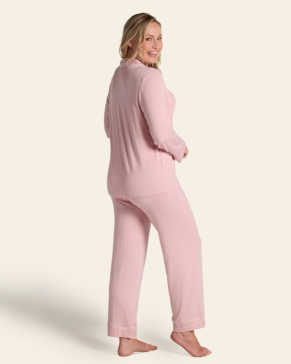 Pajama Set: Long Sleeve Shirt + Long Pant#color_304-light-pink