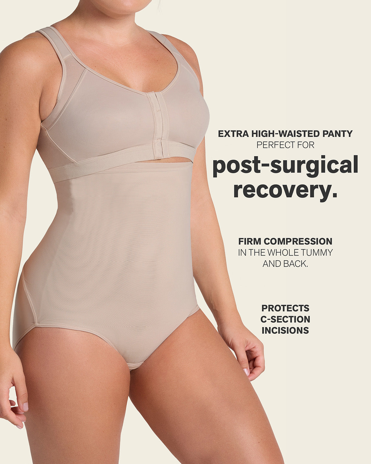 Stage 1 post-surgical velcro closure firm compression panty#color_802-nude